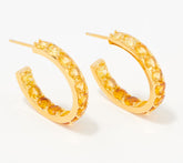 Diamonique Clear_or Ombre Round Huggie Hoop Earrings, 18K gold-plated Sterling Silver